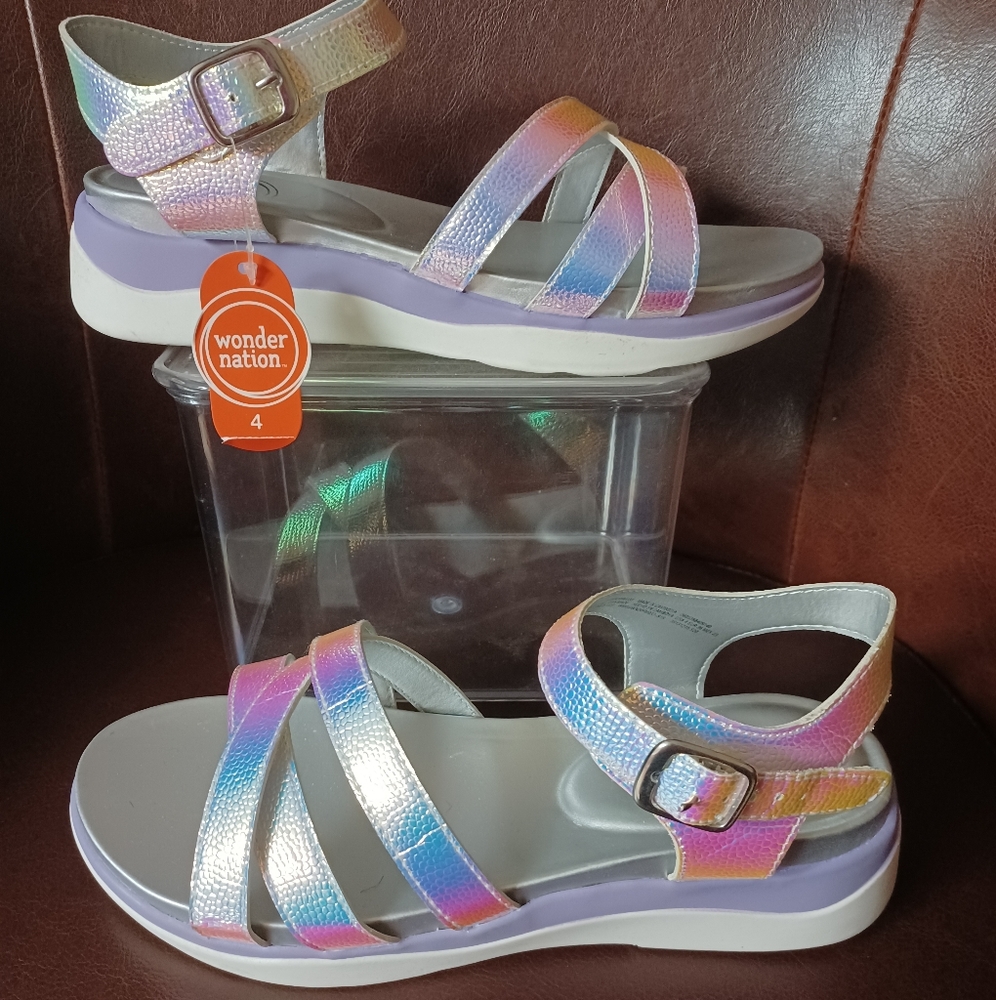 WONDER NATION GIRL SANDALS SIZE 4 NEW
